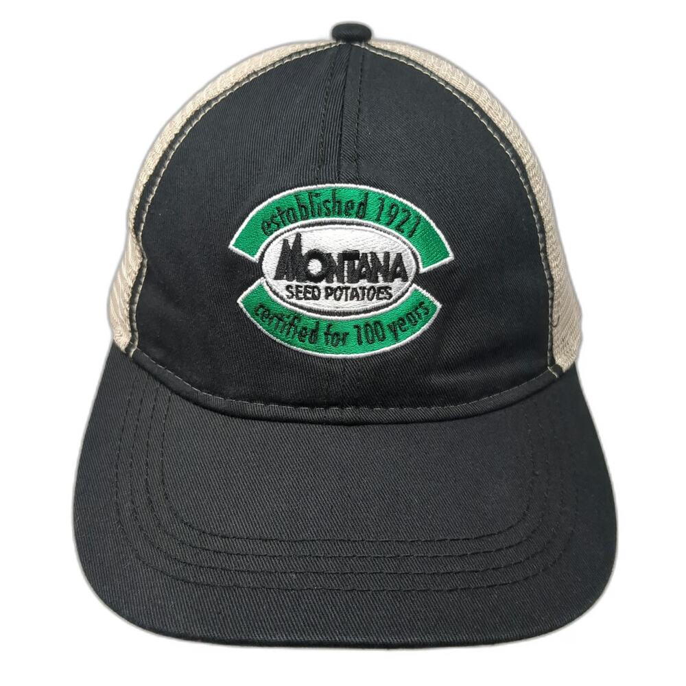 Hit Wear Trucker Hat Black Beige One Size Montana Seed Potatoes 100 Years Patch